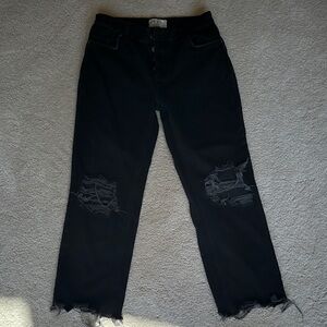 We The Free Black Distressed Straight Leg Jeans